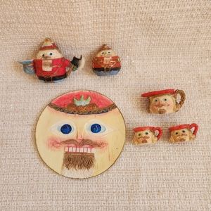SOLDVintage Nutcracker Figurines Mini Resin Tea Set Weird Cute Festive Christmas